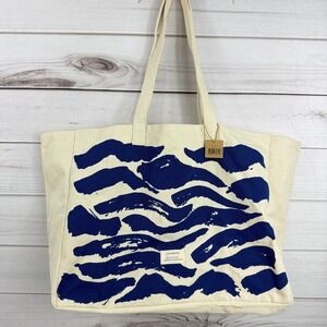Clarins Eco Recycled Materials Tote Bag Blue Wave Pattern NWT